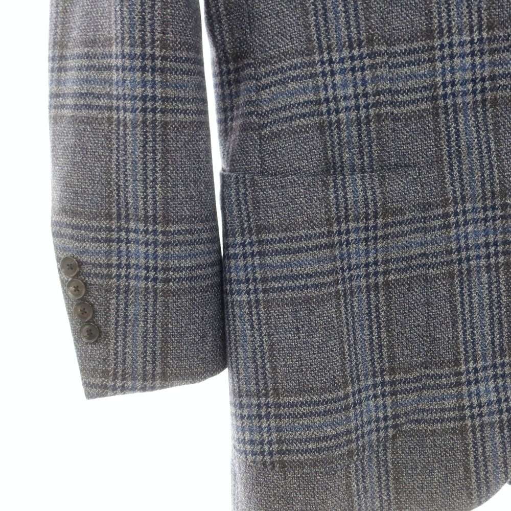 【中古】カスタムテーラー ビームス Custom Tailor BEAMS ウールシルク チェック 3B テーラードジャケット グレーxネイビー【 表記なし（S位） 】【 状態ランクB 】【 メンズ 】