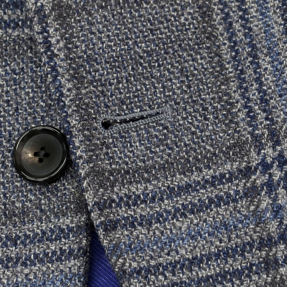 【中古】カスタムテーラー ビームス Custom Tailor BEAMS ウールシルク チェック 3B テーラードジャケット グレーxネイビー【 表記なし（S位） 】【 状態ランクB 】【 メンズ 】