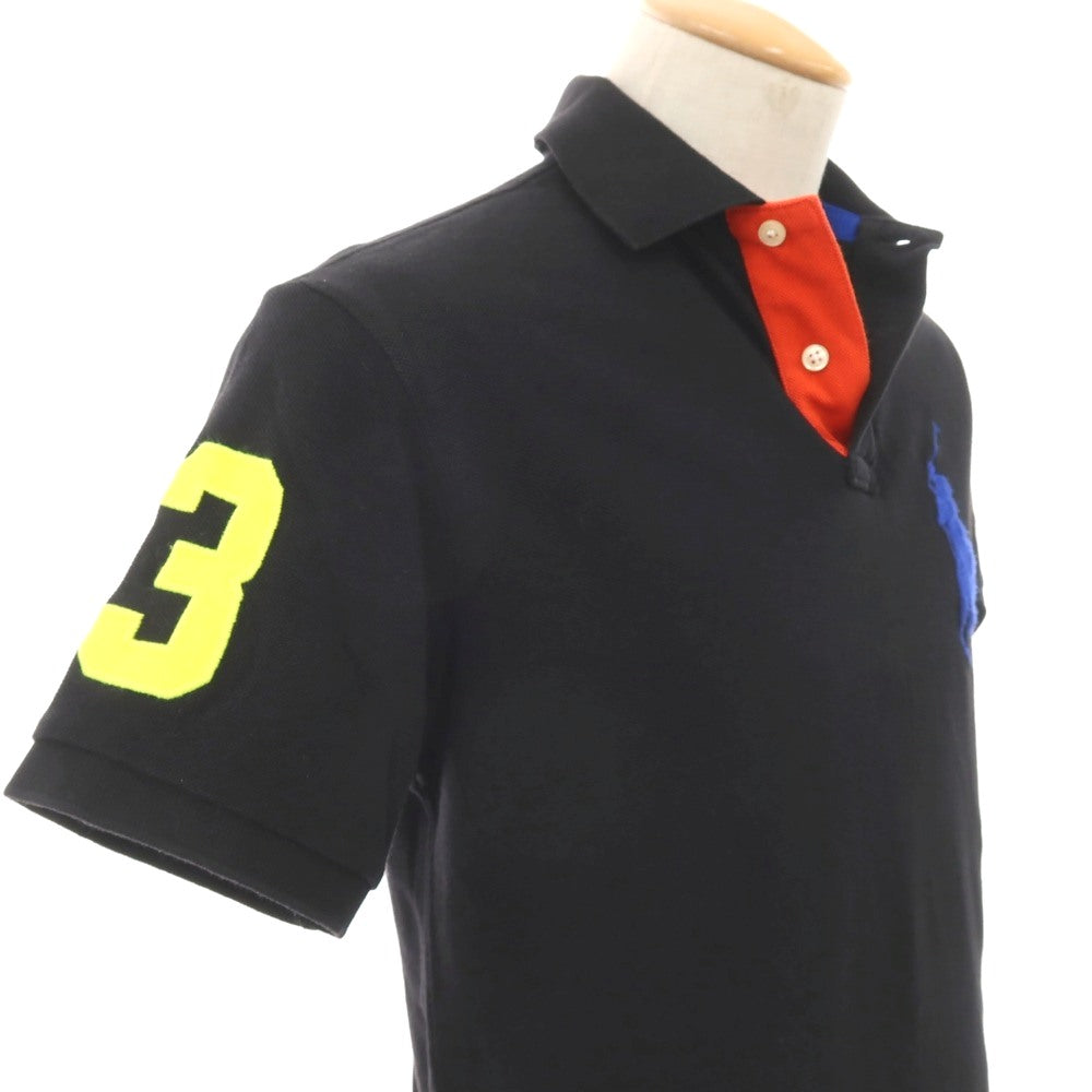 【中古】ポロ ラルフローレン Polo Ralph Lauren ビッグポニー 鹿の子 コットン 半袖ポロシャツ ブラック【サイズS】【 状態ランクC 】【 メンズ 】