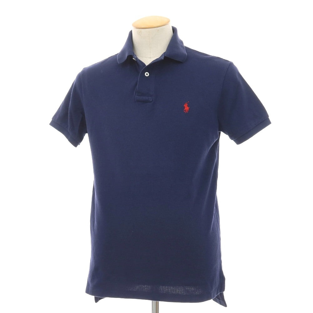 【中古】ポロ ラルフローレン Polo Ralph Lauren 鹿の子 コットン 半袖ポロシャツ ネイビー【サイズS】【 状態ランクC 】【 メンズ 】