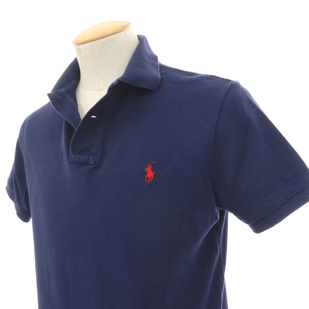 【中古】ポロ ラルフローレン Polo Ralph Lauren 鹿の子 コットン 半袖ポロシャツ ネイビー【サイズS】【 状態ランクC 】【 メンズ 】