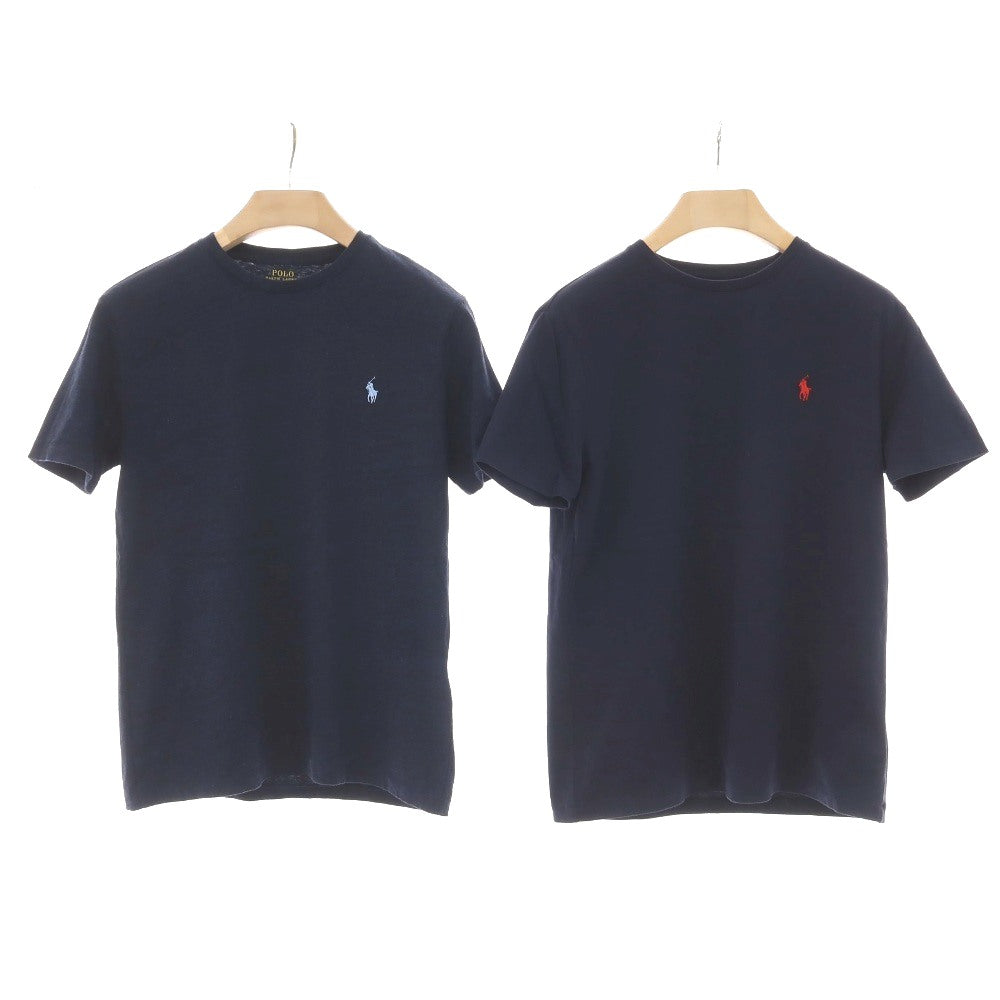 【中古】ポロ ラルフローレン Polo Ralph Lauren 2枚セット コットン クルーネック 半袖Ｔシャツ ネイビー【サイズS】【 状態ランクB 】【 メンズ 】