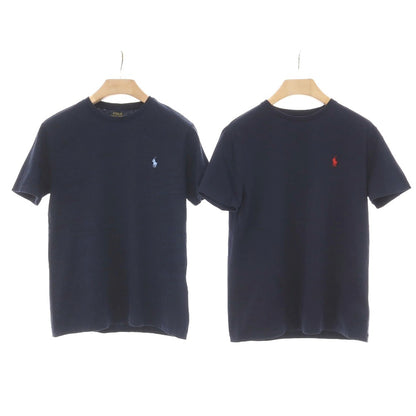 【中古】ポロ ラルフローレン Polo Ralph Lauren 2枚セット コットン クルーネック 半袖Ｔシャツ ネイビー【サイズS】【 状態ランクB 】【 メンズ 】