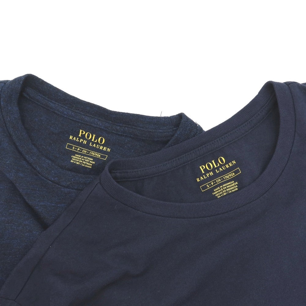 【中古】ポロ ラルフローレン Polo Ralph Lauren 2枚セット コットン クルーネック 半袖Ｔシャツ ネイビー【サイズS】【 状態ランクB 】【 メンズ 】