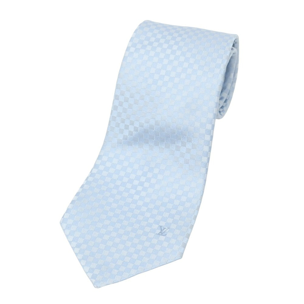 【中古】ルイ ヴィトン LOUIS VUITTON シルク チェック柄ネクタイ ライトブルー【 状態ランクA 】【 メンズ 】