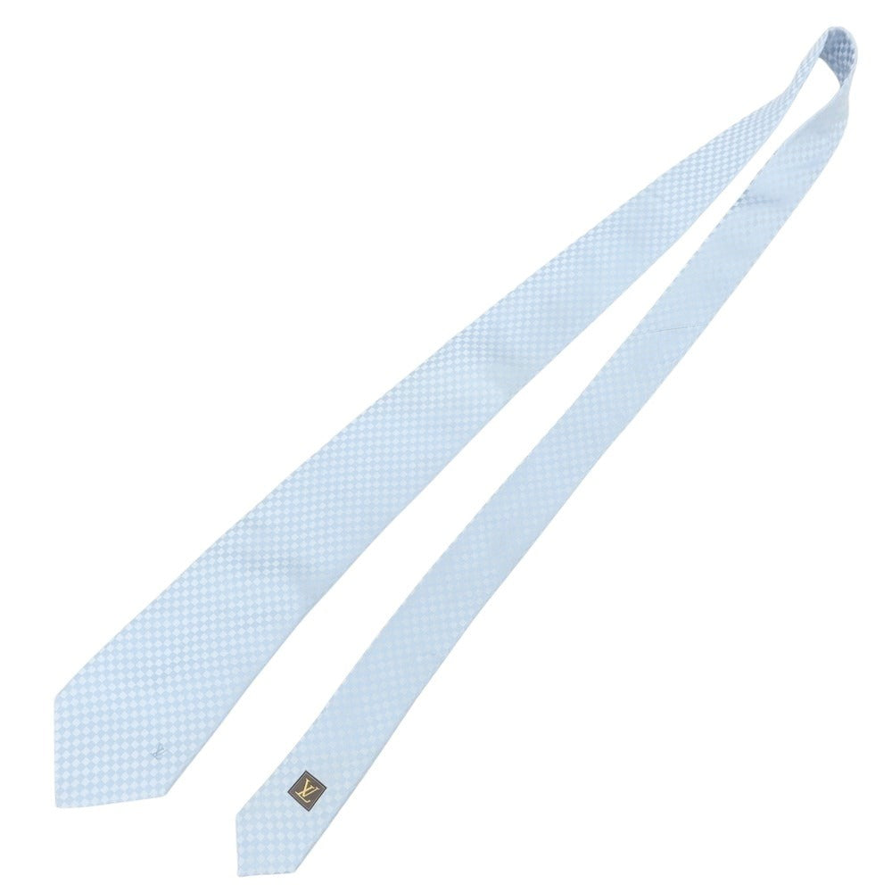 【中古】ルイ ヴィトン LOUIS VUITTON シルク チェック柄ネクタイ ライトブルー【 状態ランクA 】【 メンズ 】