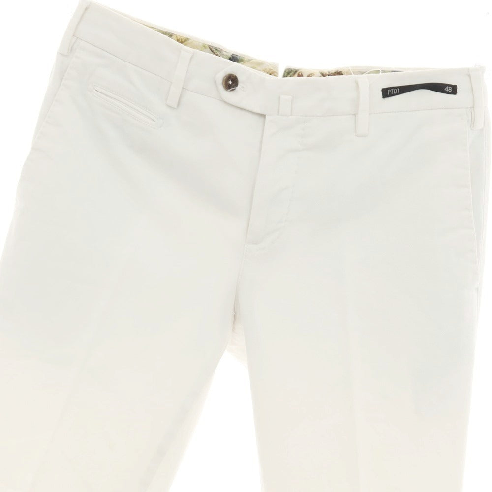 【中古】ピーティーゼロウーノ PT01 Jambo ストレッチコットン カジュアルスラックスパンツ ホワイト【サイズ48】【 状態ランクC 】【 メンズ 】