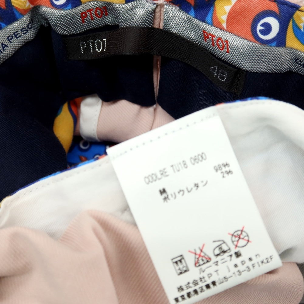 【中古】ピーティーゼロウーノ PT01 Reef ストレッチコットン カジュアルスラックスパンツ ライトピンク【 サイズ48 】【 状態ランクC 】【 メンズ 】 [BPD]