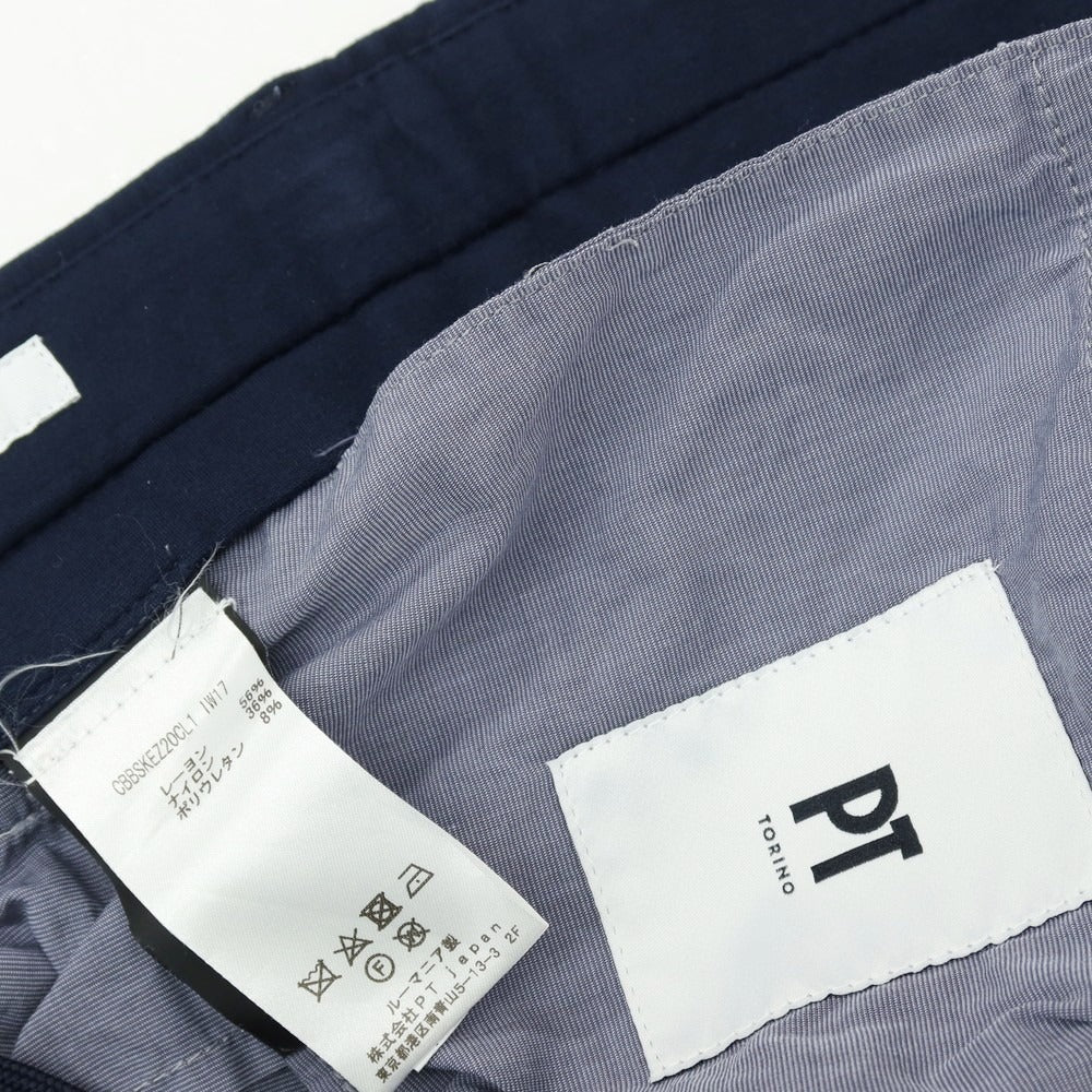 【中古】ピーティートリノ PT TORINO BERMUDA ストレッチレーヨンナイロン ショートパンツ ネイビー【 サイズ48 】【 状態ランクB 】【 メンズ 】 [BPD]