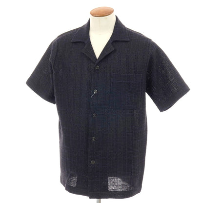 【中古】エストネーション ESTNATION コットンポリエステルナイロン チェック オープンカラー 半袖シャツ ブラックxネイビー【サイズM】【 状態ランクA 】【 メンズ 】