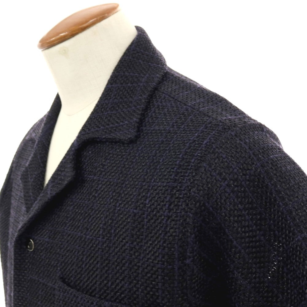 【中古】エストネーション ESTNATION コットンポリエステルナイロン チェック オープンカラー 半袖シャツ ブラックxネイビー【サイズM】【 状態ランクA 】【 メンズ 】