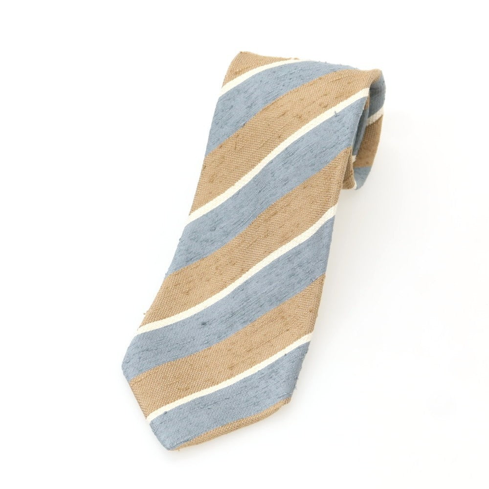 【中古】ステファノ ビジ stefano bigi シルク ストライプ柄ネクタイ ライトブラウンxグレーブルー【 状態ランクA 】【 メンズ 】