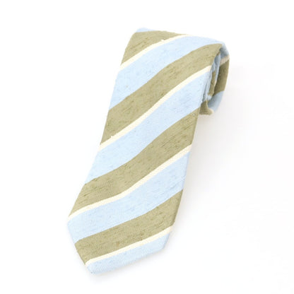 【中古】ステファノ ビジ stefano bigi シルク ストライプ柄ネクタイ ライトブルーxライトオリーブ【 状態ランクA 】【 メンズ 】