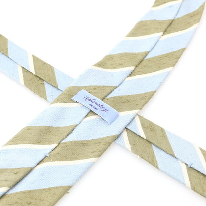 【中古】ステファノ ビジ stefano bigi シルク ストライプ柄ネクタイ ライトブルーxライトオリーブ【 状態ランクA 】【 メンズ 】