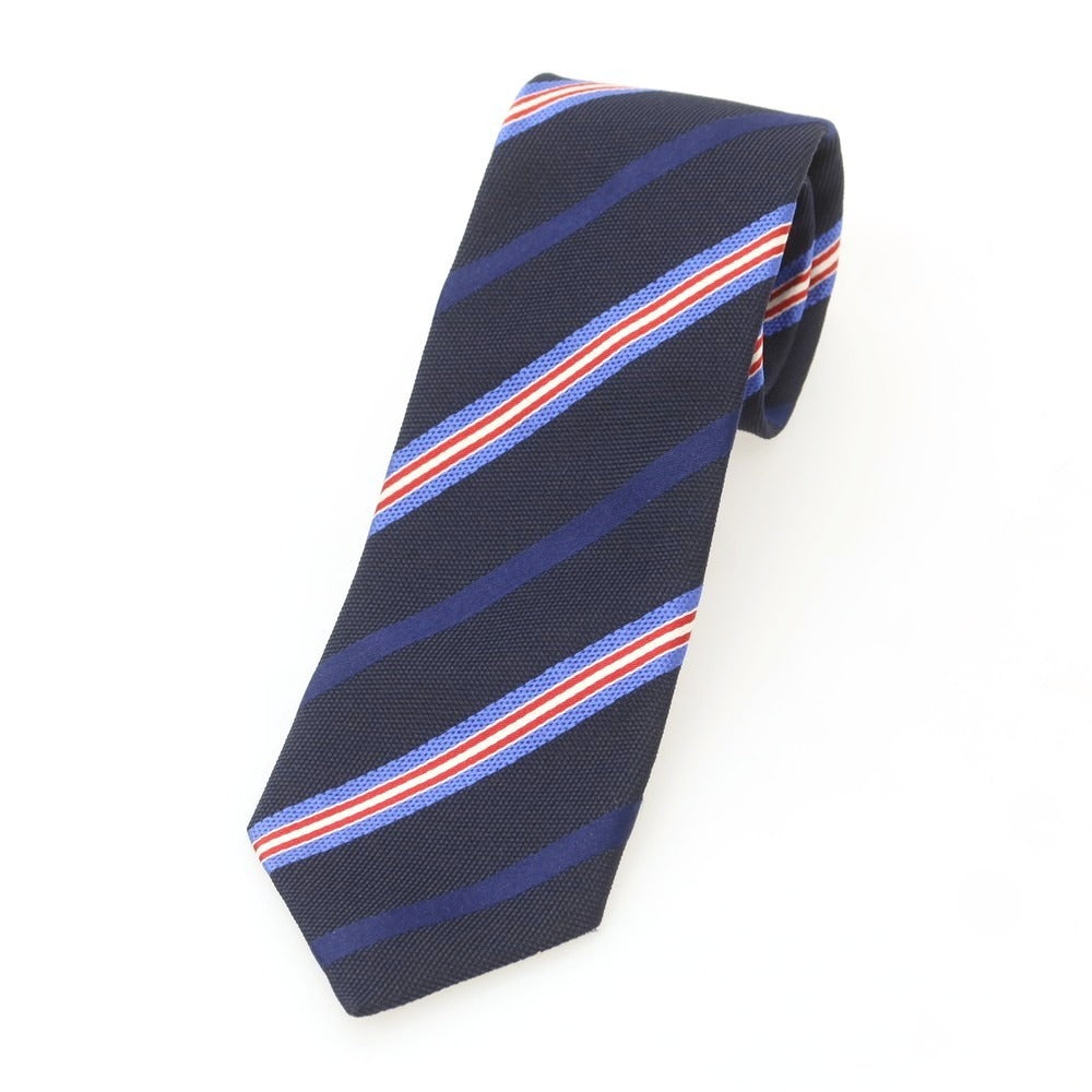 【中古】ポールスチュアート PAUL STUART シルク ストライプ柄ネクタイ ブラックxブルー【 状態ランクB 】【 メンズ 】