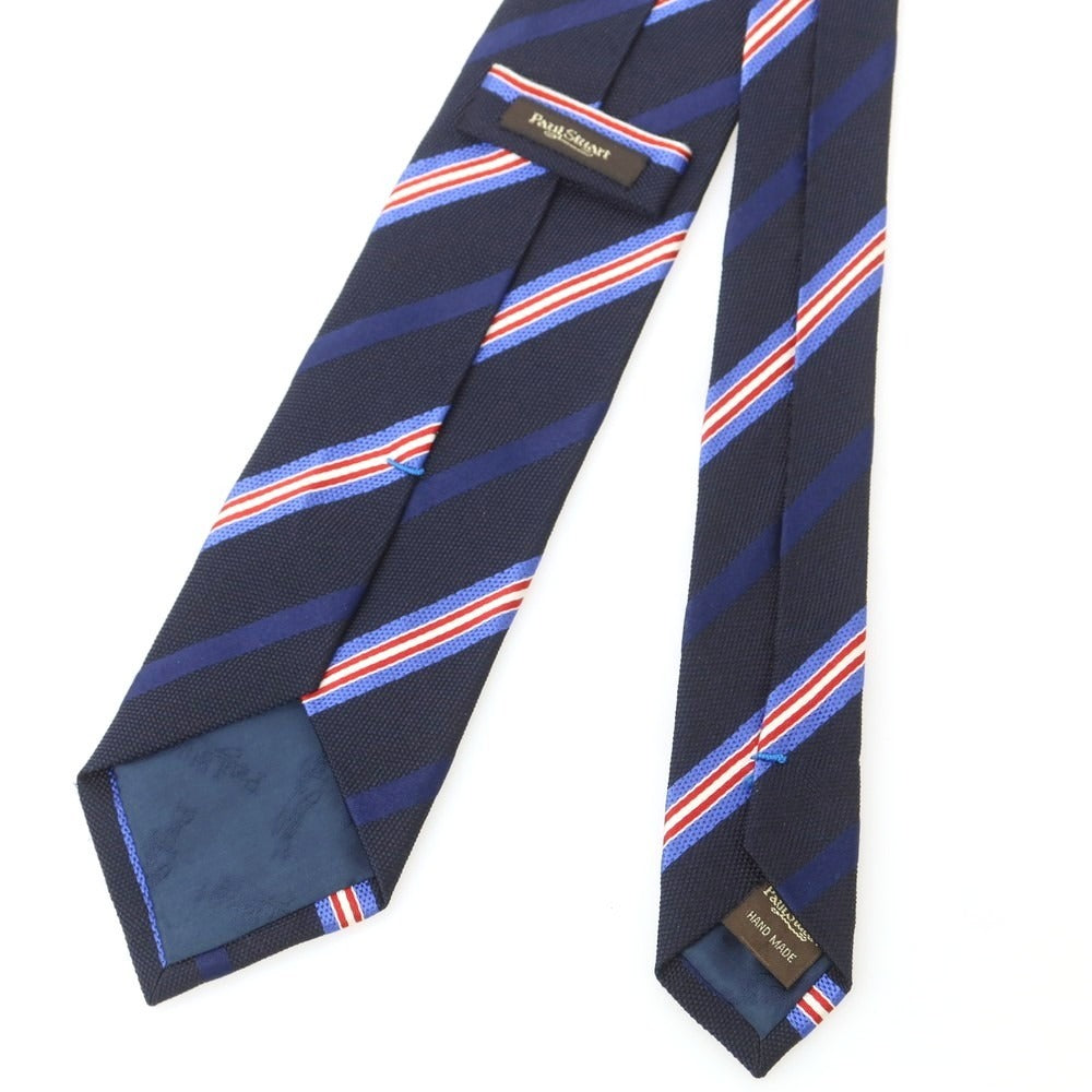 【中古】ポールスチュアート PAUL STUART シルク ストライプ柄ネクタイ ブラックxブルー【 状態ランクB 】【 メンズ 】