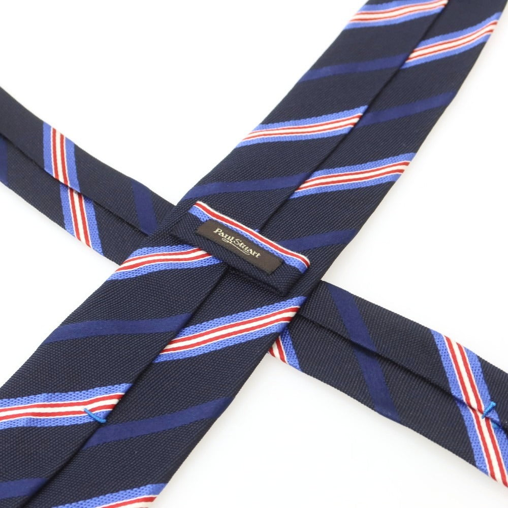 【中古】ポールスチュアート PAUL STUART シルク ストライプ柄ネクタイ ブラックxブルー【 状態ランクB 】【 メンズ 】