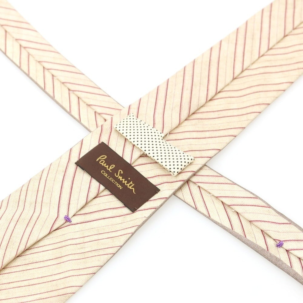 【中古】ポールスミスコレクション PAUL SMITH COLLECTION シルク 無地ネクタイ グレージュ【 状態ランクB 】【 メンズ 】