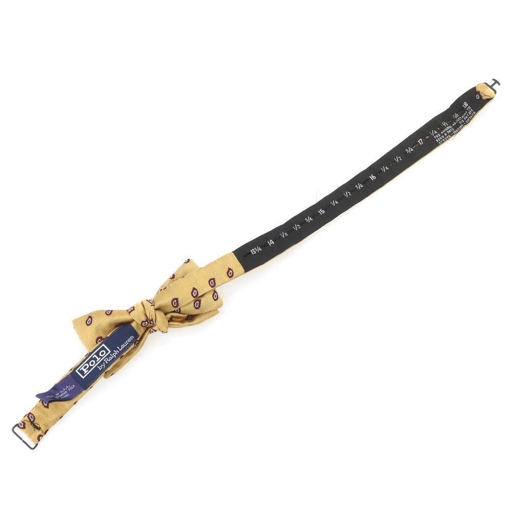 【中古】ポロ ラルフローレン Polo Ralph Lauren シルク ボウタイ ベージュxワインレッド【 状態ランクB 】【 メンズ 】