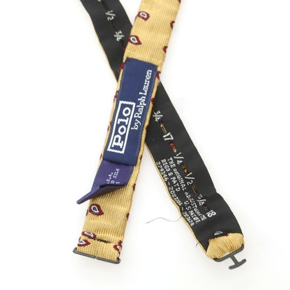 【中古】ポロ ラルフローレン Polo Ralph Lauren シルク ボウタイ ベージュxワインレッド【 状態ランクB 】【 メンズ 】