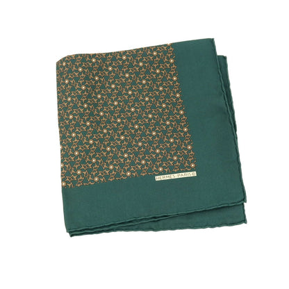 【中古】エルメス HERMES シルク ポケットチーフ グリーン【 状態ランクB 】【 メンズ 】