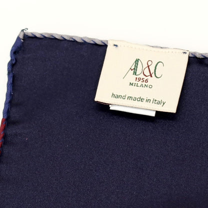 【中古】アーディーアンドシー AD&amp;C 1956 シルク ポケットチーフ ネイビーxワインレッド【 状態ランクB 】【 メンズ 】