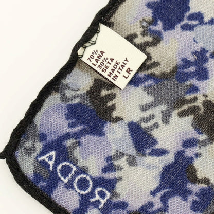 【中古】ロダ RODA ウールシルク ハウンドトゥース柄 ポケットチーフ ダークカーキxブルー【 状態ランクC 】【 メンズ 】