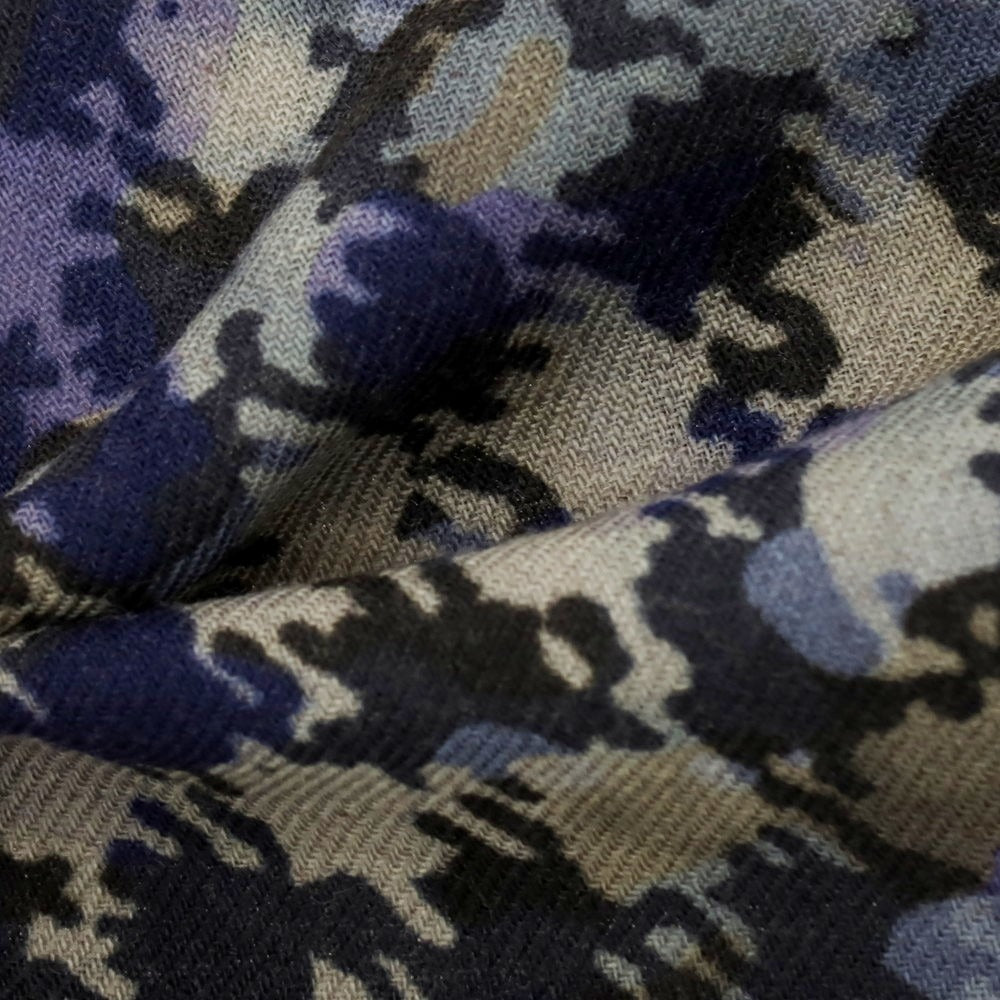 【中古】ロダ RODA ウールシルク ハウンドトゥース柄 ポケットチーフ ダークカーキxブルー【 状態ランクC 】【 メンズ 】