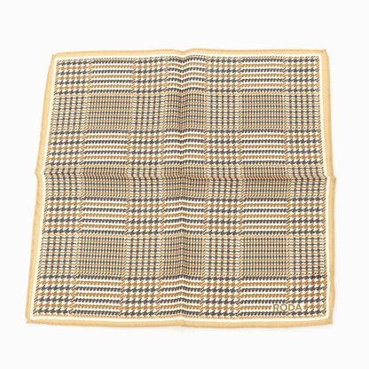 【中古】ロダ RODA ウールシルク チェック ポケットチーフ ブラウンxオフホワイト系【 状態ランクB 】【 メンズ 】