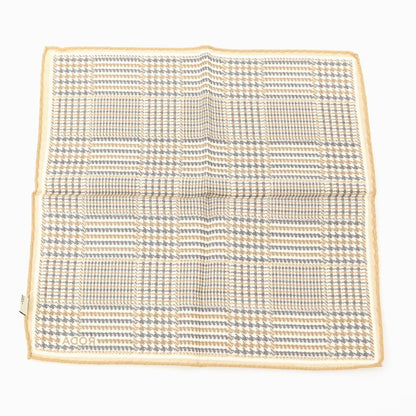 【中古】ロダ RODA ウールシルク チェック ポケットチーフ ブラウンxオフホワイト系【 状態ランクB 】【 メンズ 】