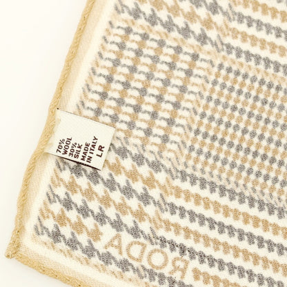 【中古】ロダ RODA ウールシルク チェック ポケットチーフ ブラウンxオフホワイト系【 状態ランクB 】【 メンズ 】