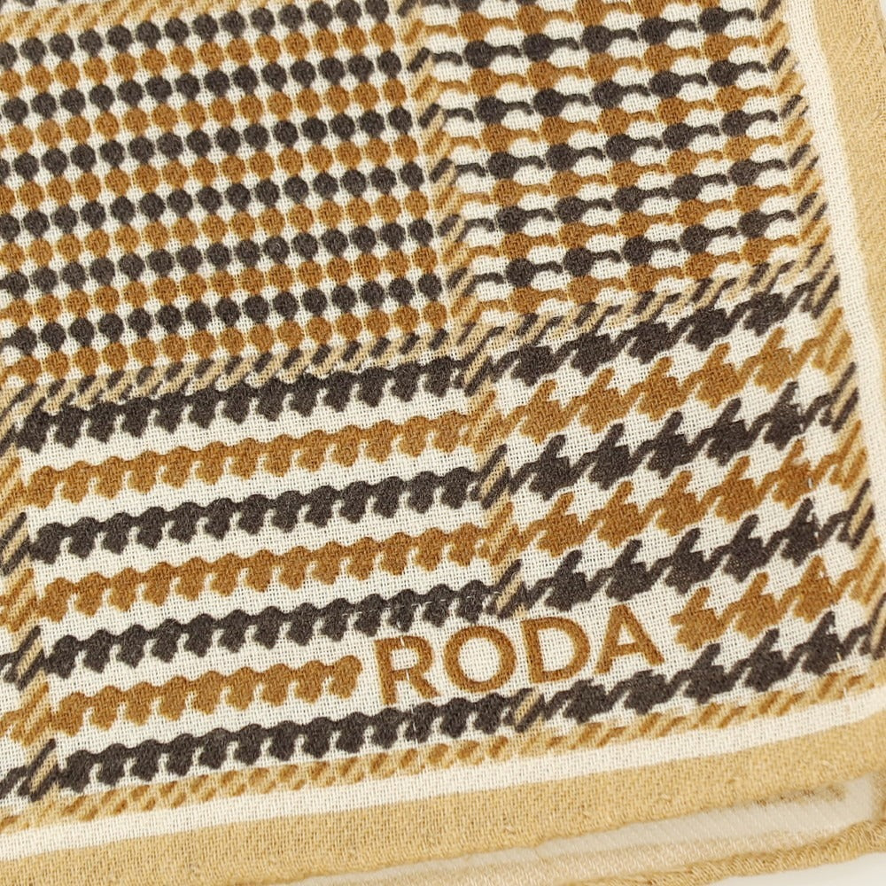 【中古】ロダ RODA ウールシルク チェック ポケットチーフ ブラウンxオフホワイト系【 状態ランクB 】【 メンズ 】