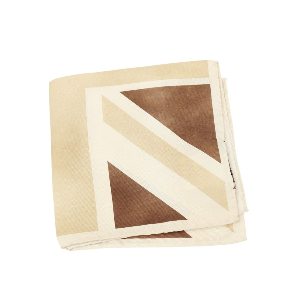 【中古】ロダ RODA シルク ユニオンジャック ポケットチーフ ベージュxブラウン×オフホワイト【 状態ランクB 】【 メンズ 】