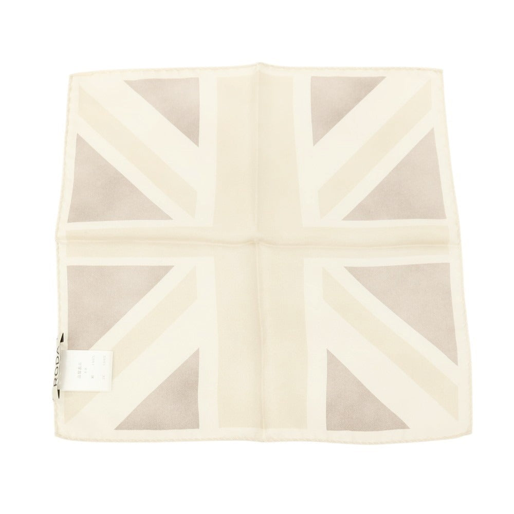 【中古】ロダ RODA シルク ユニオンジャック ポケットチーフ ベージュxブラウン×オフホワイト【 状態ランクB 】【 メンズ 】