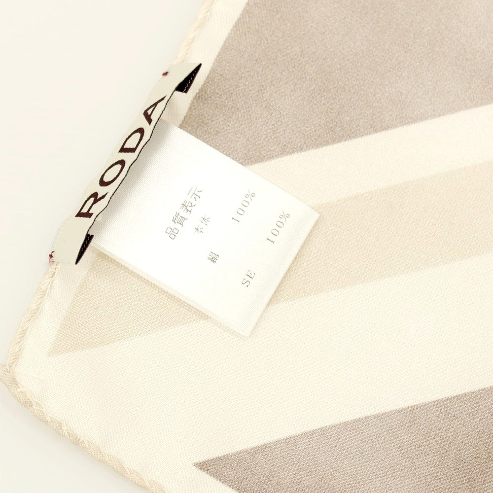 【中古】ロダ RODA シルク ユニオンジャック ポケットチーフ ベージュxブラウン×オフホワイト【 状態ランクB 】【 メンズ 】