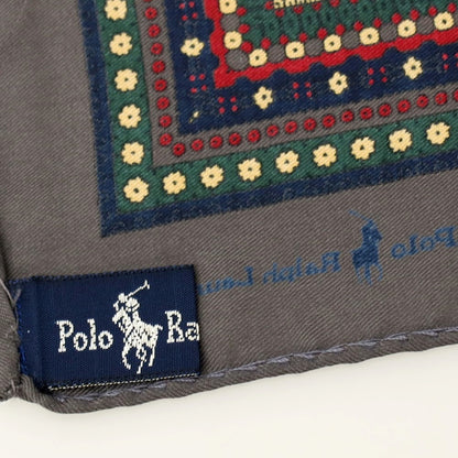 【中古】ポロ ラルフローレン Polo Ralph Lauren シルク ペイズリー柄 ポケットチーフ ダークグレーxレッド【 状態ランクB 】【 メンズ 】