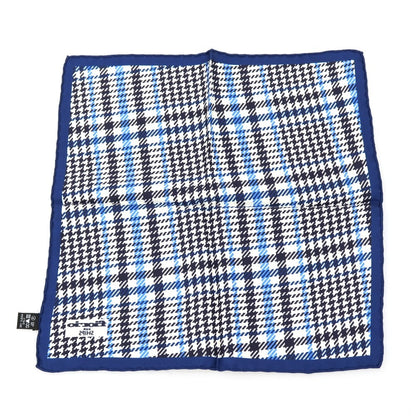 【中古】フィオリオ FIORIO SHIPS別注 シルク チェック柄 ポケットチーフ ネイビーブルーxホワイト【 状態ランクB 】【 メンズ 】