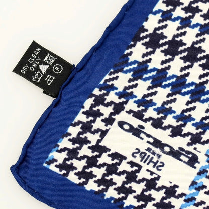 【中古】フィオリオ FIORIO SHIPS別注 シルク チェック柄 ポケットチーフ ネイビーブルーxホワイト【 状態ランクB 】【 メンズ 】