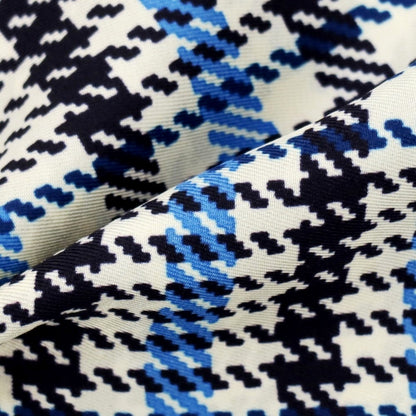 【中古】フィオリオ FIORIO SHIPS別注 シルク チェック柄 ポケットチーフ ネイビーブルーxホワイト【 状態ランクB 】【 メンズ 】