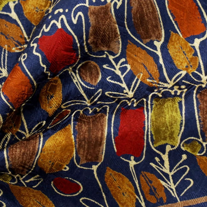 【中古】エルメネジルドゼニア Ermenegildo Zegna シルク プリント ポケットチーフ ネイビーxブラウン系【 状態ランクB 】【 メンズ 】