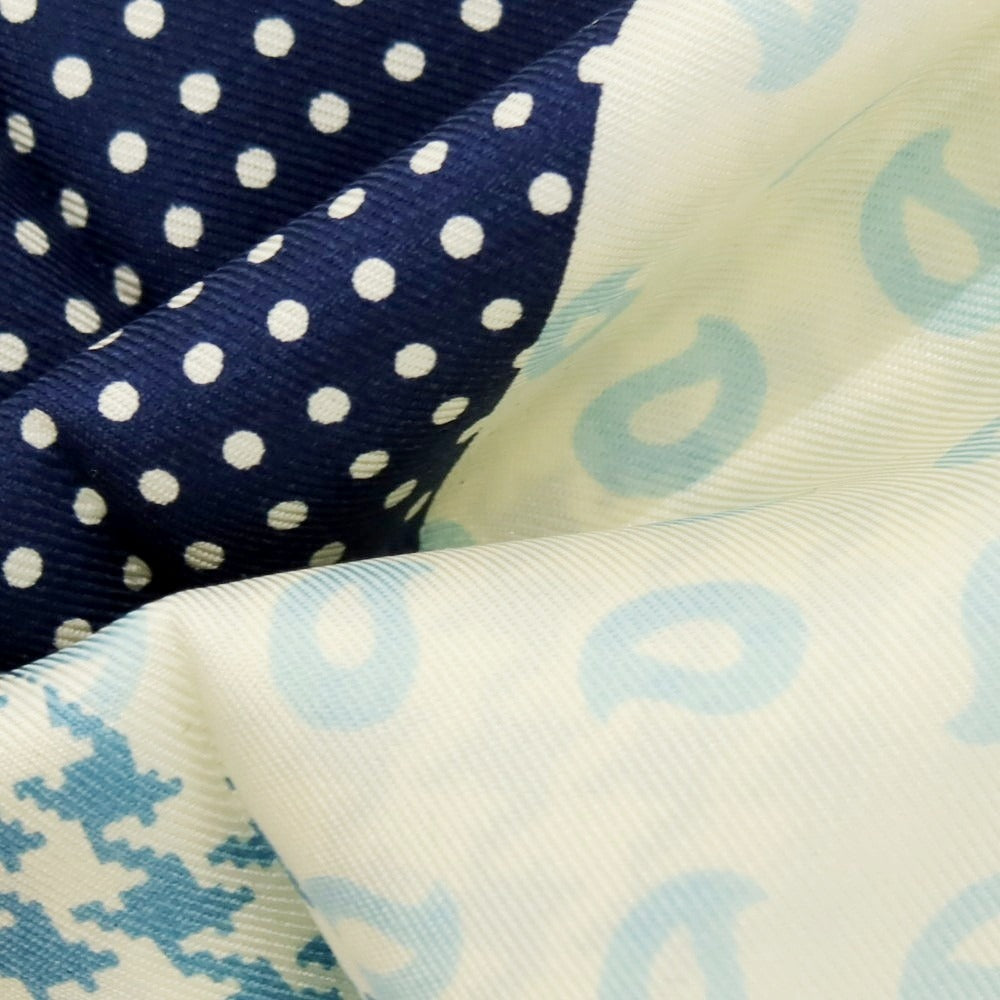 【中古】ポールスミス Paul Smith シルク プリント ポケットチーフ オフホワイトxライトブルー【 状態ランクB 】【 メンズ 】