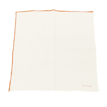 【中古】ポールスミス Paul Smith リネン ポケットチーフ ホワイトxダークオレンジ【 状態ランクB 】【 メンズ 】
