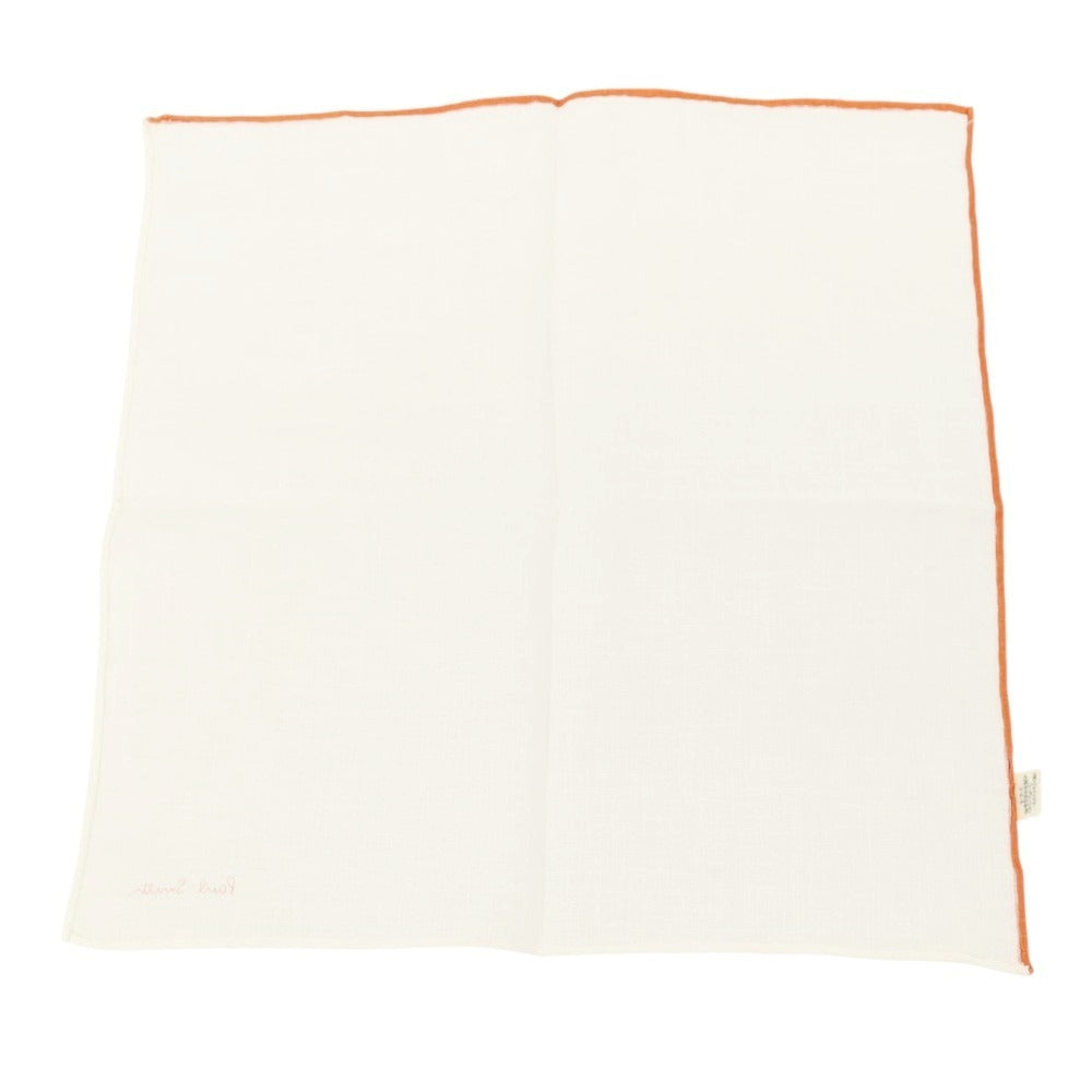 【中古】ポールスミス Paul Smith リネン ポケットチーフ ホワイトxダークオレンジ【 状態ランクB 】【 メンズ 】