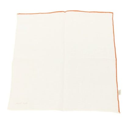 【中古】ポールスミス Paul Smith リネン ポケットチーフ ホワイトxダークオレンジ【 状態ランクB 】【 メンズ 】