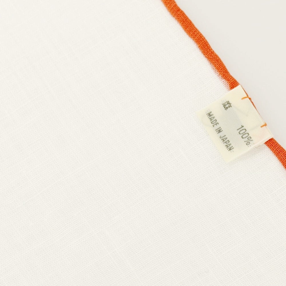 【中古】ポールスミス Paul Smith リネン ポケットチーフ ホワイトxダークオレンジ【 状態ランクB 】【 メンズ 】