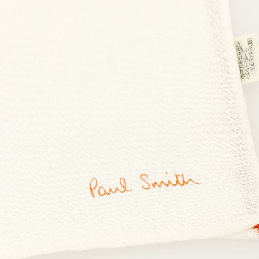 【中古】ポールスミス Paul Smith リネン ポケットチーフ ホワイトxダークオレンジ【 状態ランクB 】【 メンズ 】