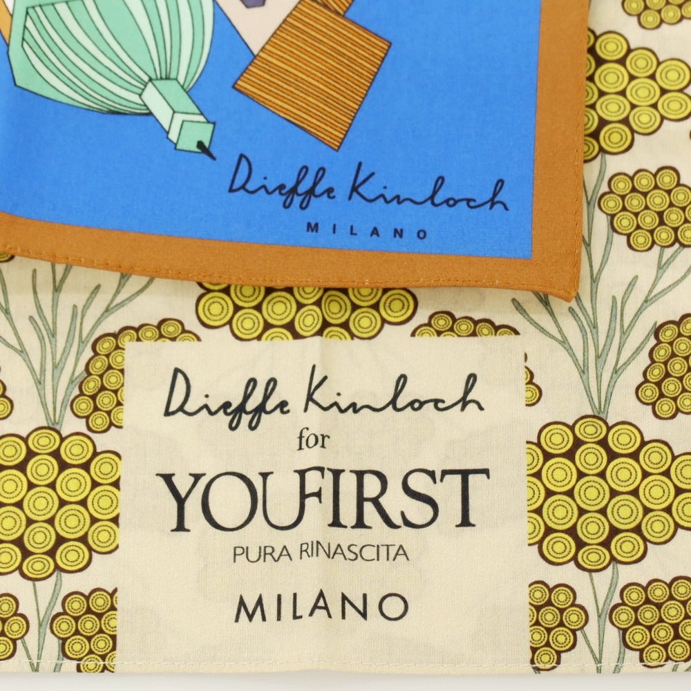 【中古】キンロック Kinloch シルク プリント ハンカチ 2枚セット ブルーxグリーン系【 状態ランクA 】【 メンズ 】