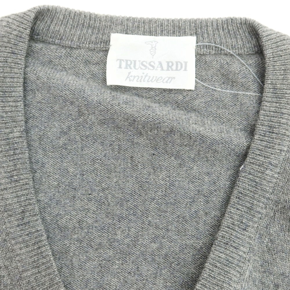 【中古】トラサルディ TRUSSARDI ウール系 Vネック プルオーバーニット グレー【 サイズ5 】【 状態ランクB 】【 メンズ 】 [CPD]