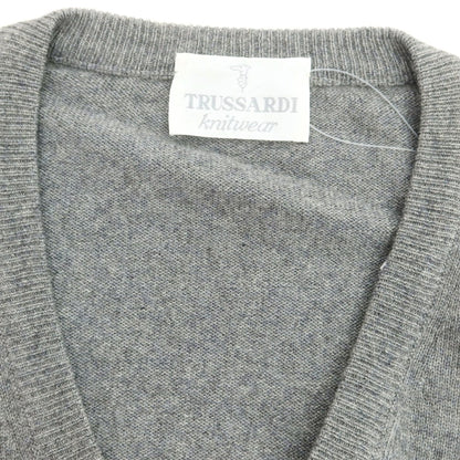 【中古】トラサルディ TRUSSARDI ウール系 Vネック プルオーバーニット グレー【 5 】【 状態ランクB 】【 メンズ 】