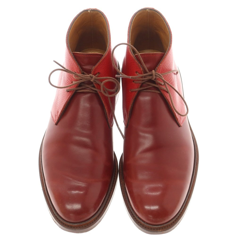 【中古】ココン（シューズ） KOKON コードバン コンビ チャッカブーツ レッド【 6 1/2 】【 状態ランクB 】【 メンズ 】